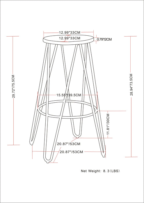 Simeon - Metal Stool with Wood Seat