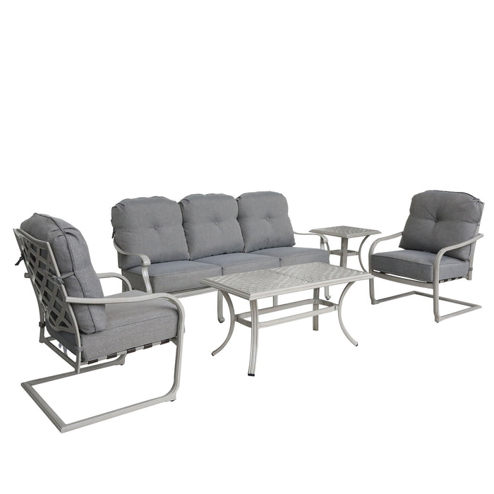 Durable Outdoor 5 Piece Aluminum Deep Seating Set - Basalt