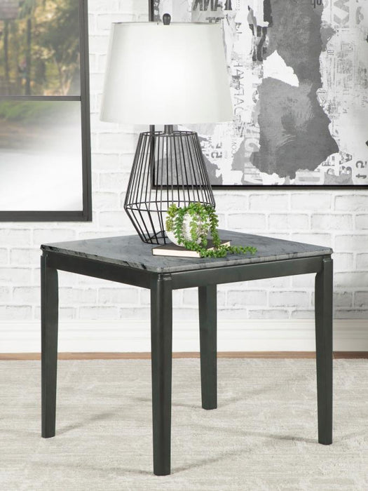 Mozzi - Square End Table Faux Marble - Gray And Black