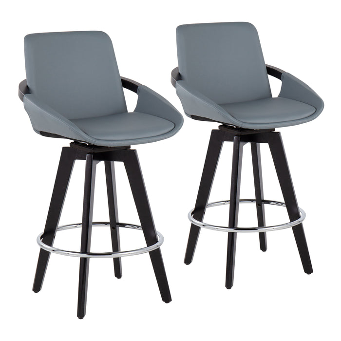 Cosmo - Contemporary Fixed Height Counter Stool With Swivel And Round Footrest (Set of 2)