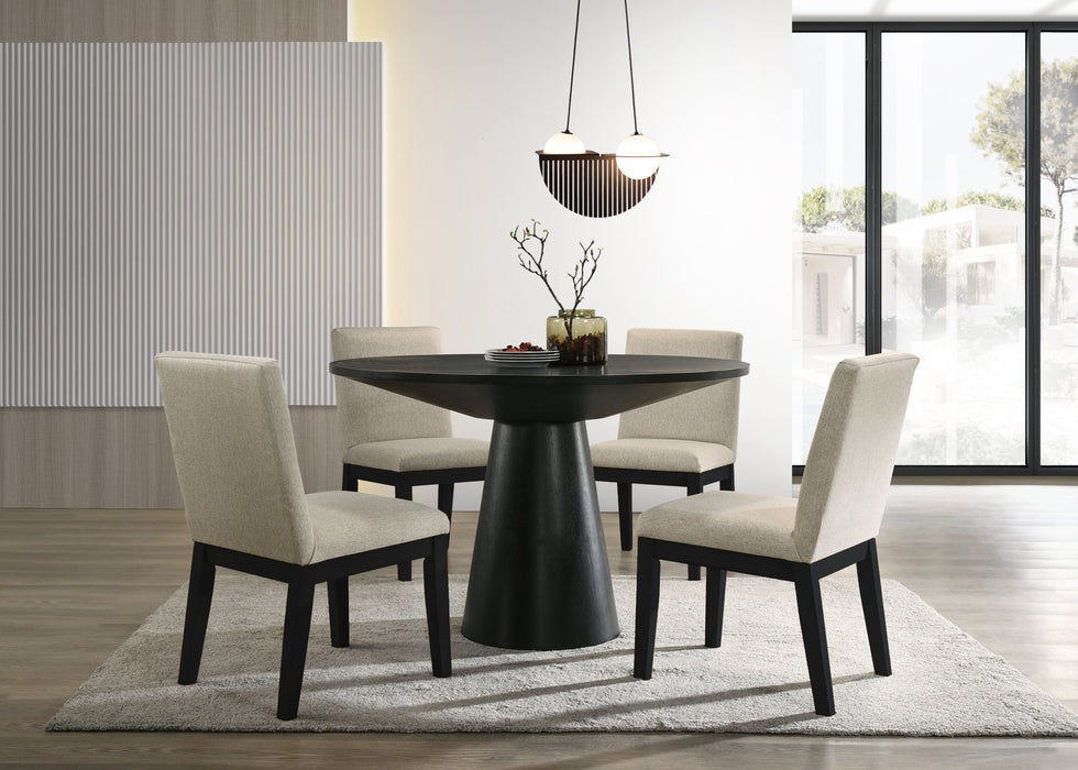 Jasper - Contemporary Round Dining Table With Black Finish Chairs