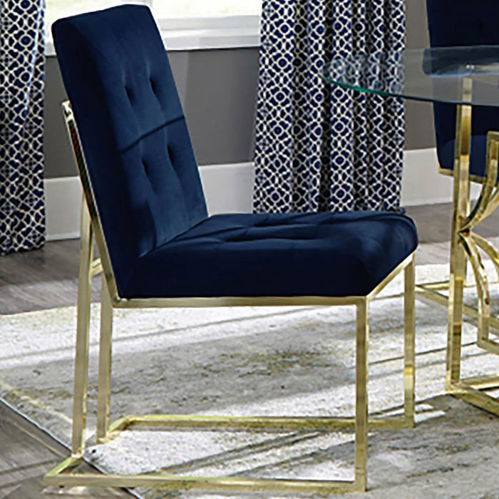 Blue - Tufted Back Side Chairs Ink Blue (Set of 2)