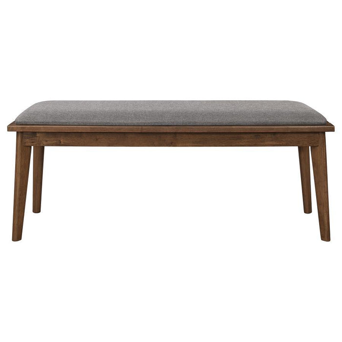 Gray - Alfredo Upholstered Dining Bench Grey And Natural Walnut