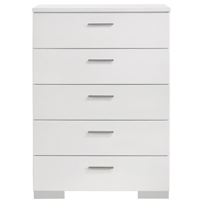 Felicity Collection - Felicity 5-drawer Chest Glossy White