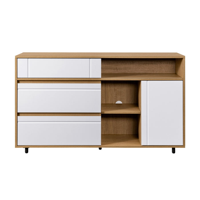 Contemporary Detailed Door Sideboard With Open Storage