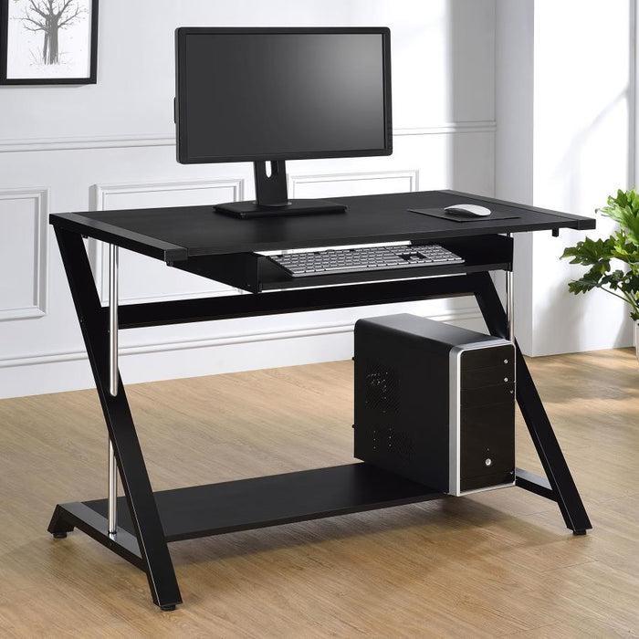 Mallet Collection - Mallet Computer Desk With Bottom Shelf Black