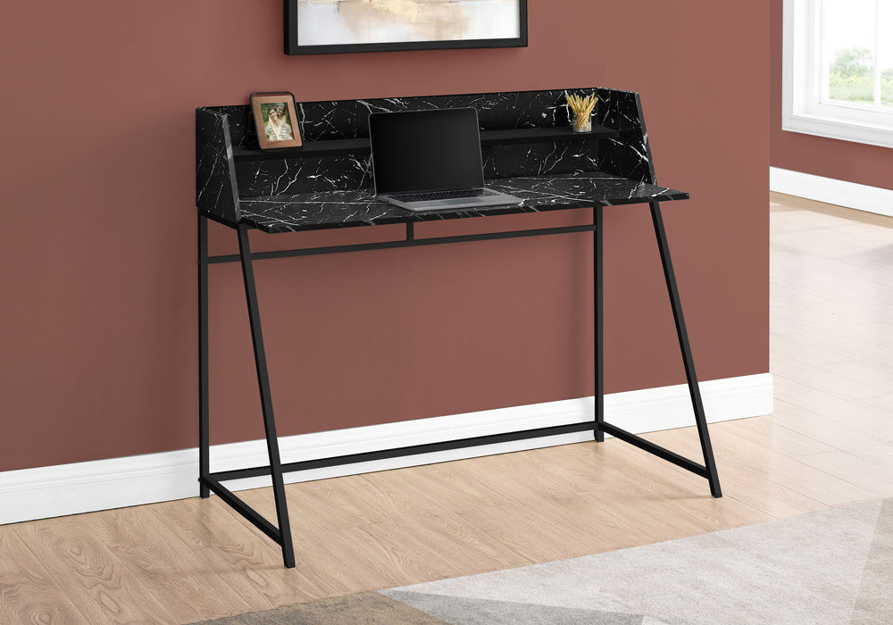 Computer Desk For Home Office, Laptop, Storage Shelves, Marble Look Contemporary & Modern