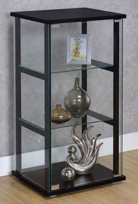 3-shelf Glass Curio Cabinet Black And Clear