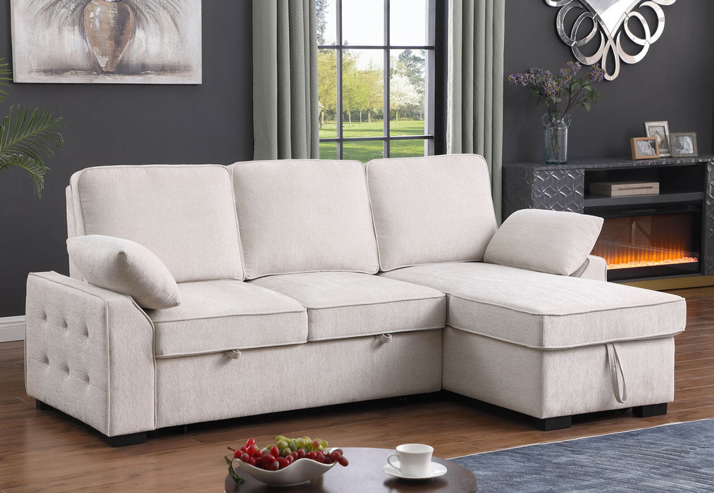 Mackenzie - Chenille Fabric Sleeper Sectional With Right-Facing Storage Chaise