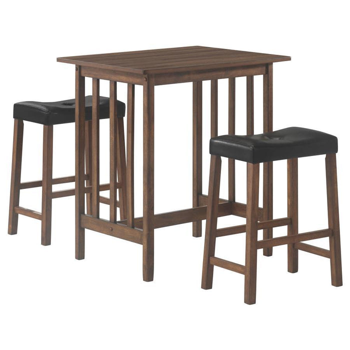 Packaged Sets: 3 Pc Set - Black - 3-piece Counter Height Set Nut Brown