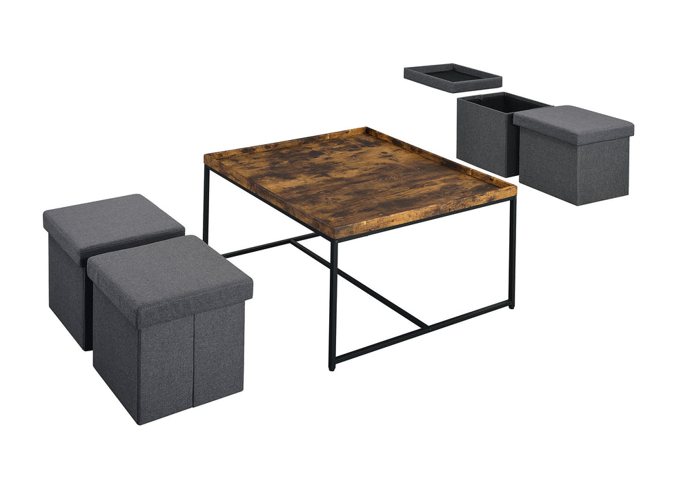 Vinny - Wood Grain Coffee Table Set With Raised Edges