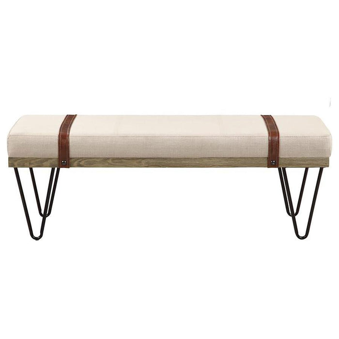 Beige - Upholstered Bench Beige And Black