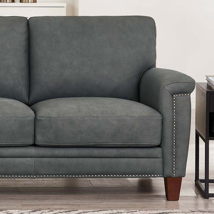 Sherwood - Leather Loveseat - Charcoal Gray