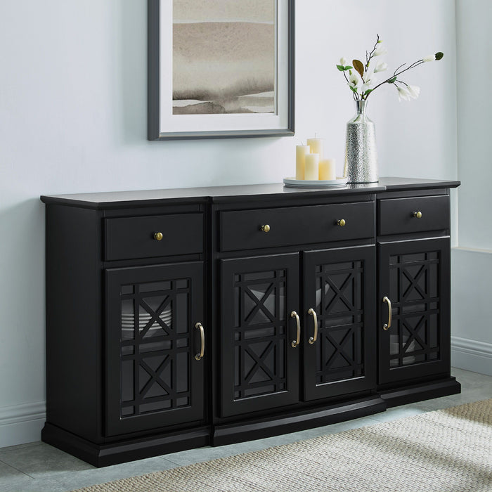 Classic Fretwork Detailed Glass Door Sideboard