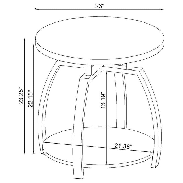 Dacre - Round End Table - Dark Gray And Black Nickel