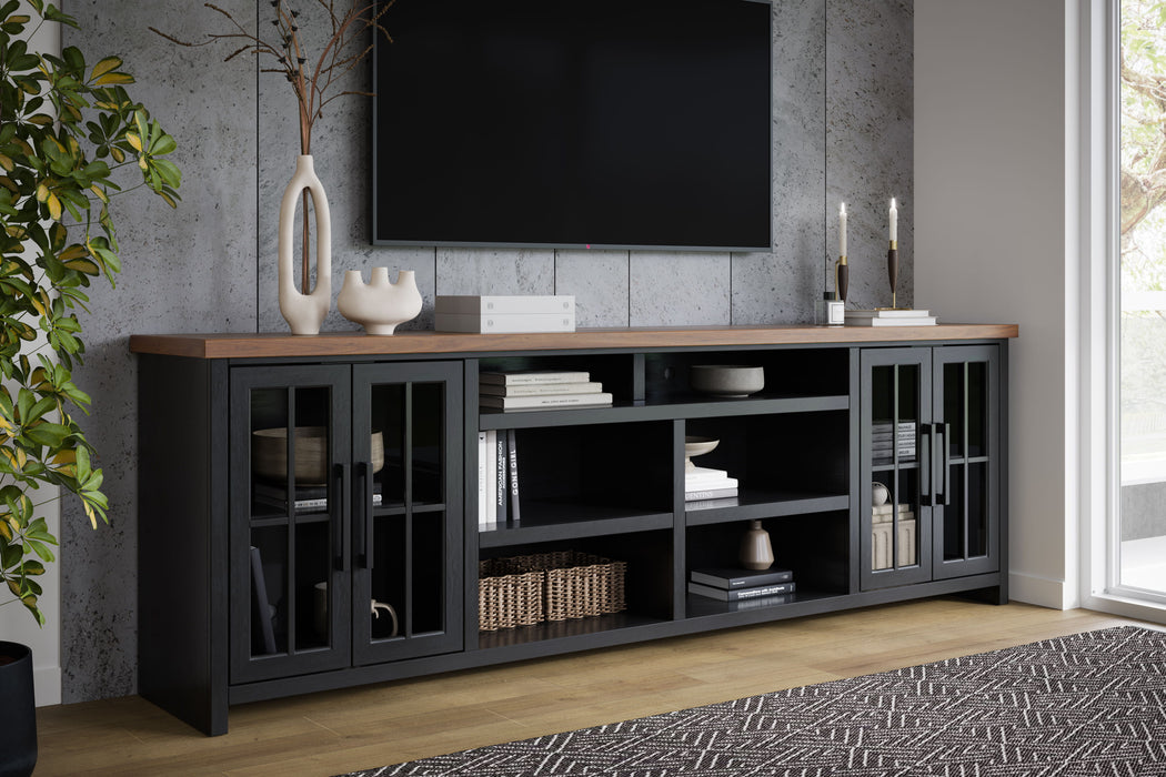 Essex - 96" TV Stand Console For TVs Up To 100" - Black And Whiskey