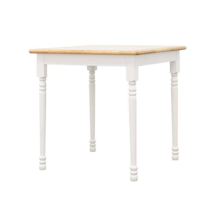 Dinettes: Wood - Square Top Dining Table Natural Brown And White