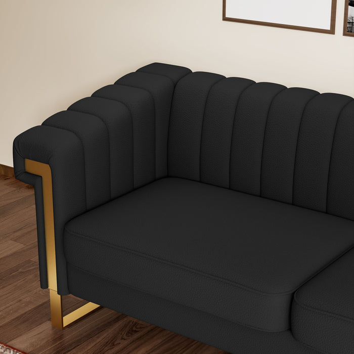 Fx-P81Pu-Bk Fashionable Sofa For Livingroom And Office Room 3S Sofa (Temu Suitable) - Black