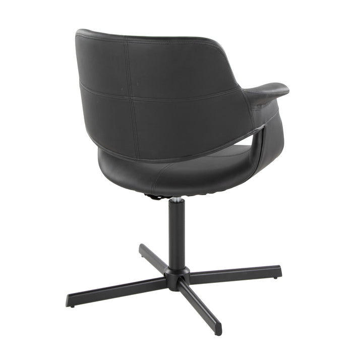 Vintage Flair - Mid-Century Modern Swivel Chair With X - Pedestal - Black