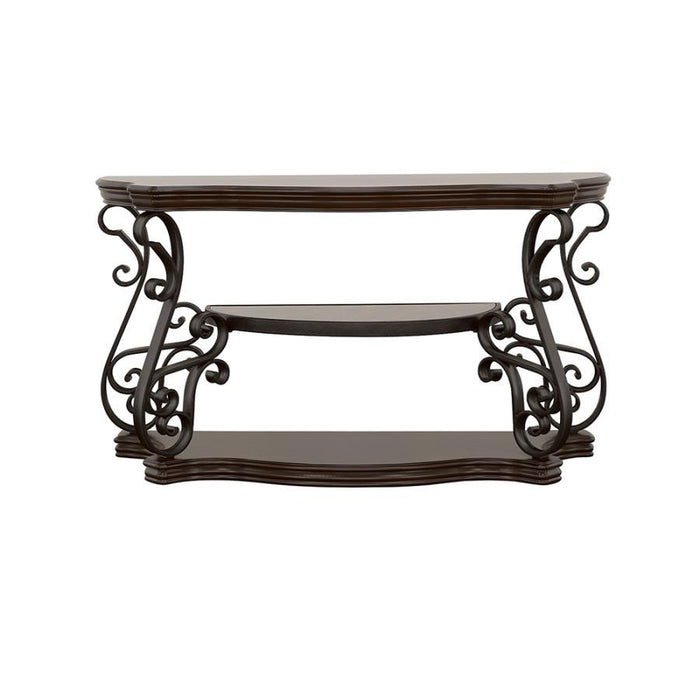 Living Room :traditional Occasional Tables - Sir Rawlinson Sofa Table Deep Merlot And Clear