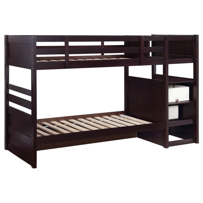 Elliott Bunk Bed - Elliott Twin Over Twin Stairway Bunk Bed Cappuccino