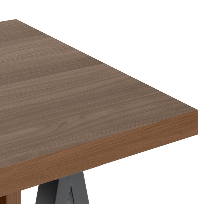 Sawhorse - Solid Walnut Veneer and Metal Small Desk - Walnut