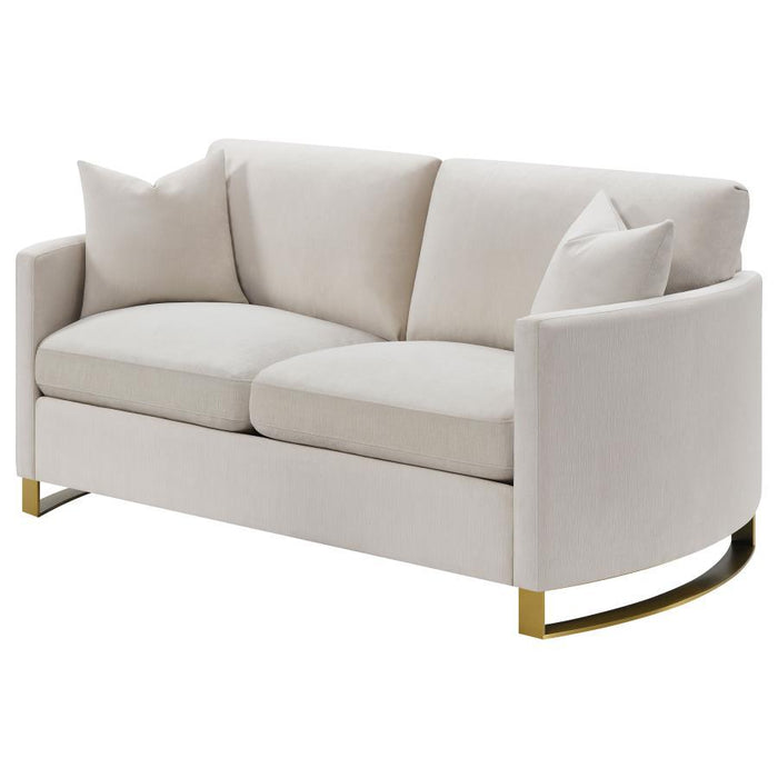 Beige - Corliss Upholstered Arched Arms Loveseat Beige