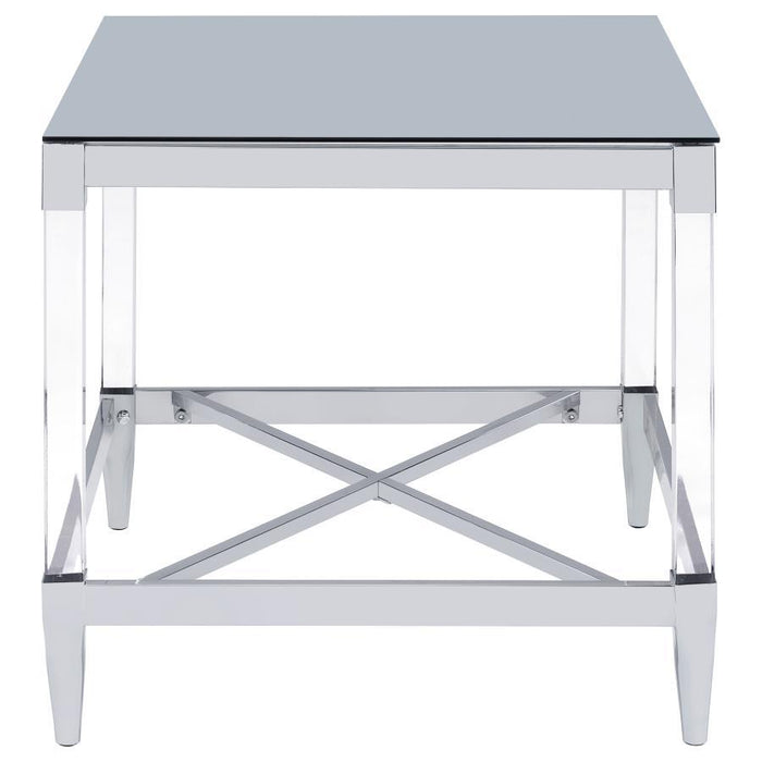 Lindley - Square Tempered Mirror Acrylic Side End Table - Chrome