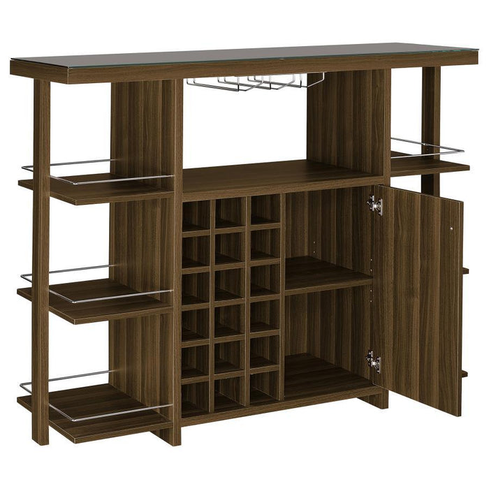 Bar Unit With Wine Bottle Storage Walnut