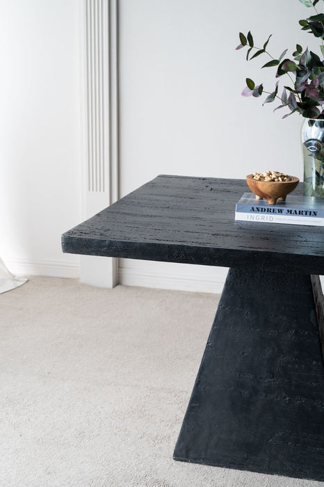 Square Dining Table With Pedestal Base - Black