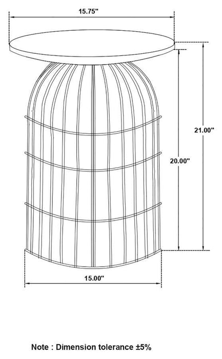 Bernardo - Round Accent Table With Bird Cage Base - Natural And Gunmetal