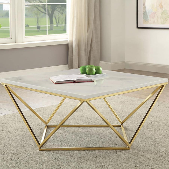 Square Coffee Table White And Gold