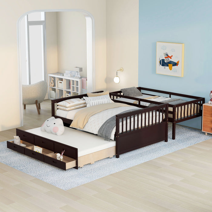 Twin Over Full Bunk Bed With Twin Size Trundle, Separable Bunk Bed With Drawers For Bedroom