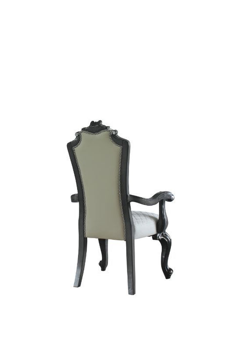 House - Delphine - Chair (Set of 2) - Two Tone Ivory Fabric, Beige PU & Charcoal Finish