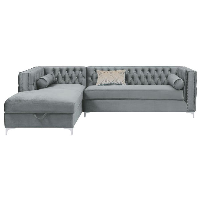 Silver - Bellaire Button-tufted Upholstered Sectional Silver