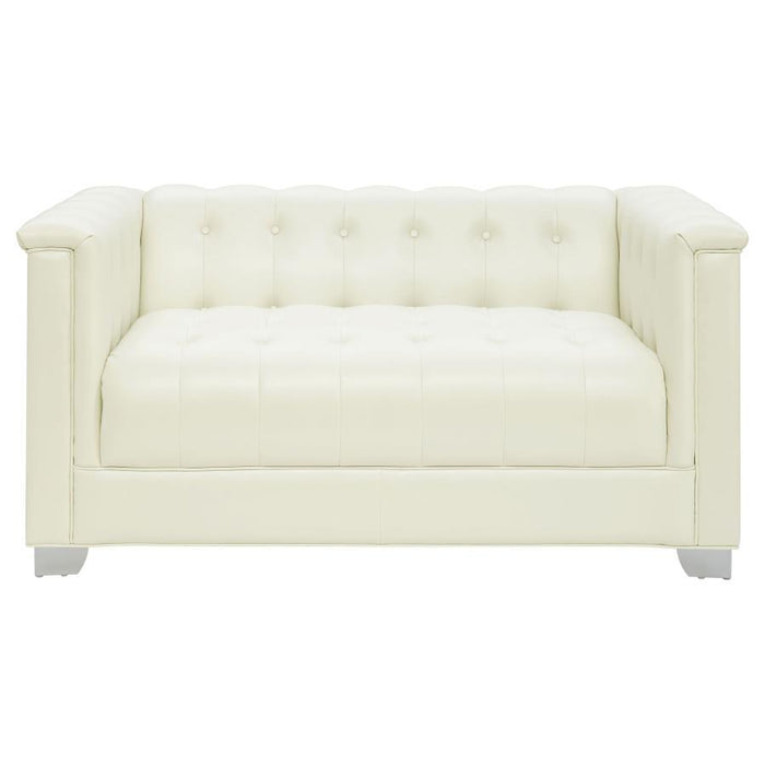 Chaviano Collection - Pearl White - Chaviano Tufted Upholstered Loveseat Pearl White