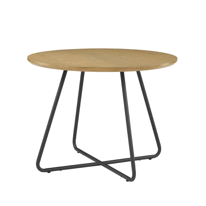 Modern Curved X Base Round Dining Table - English Ash