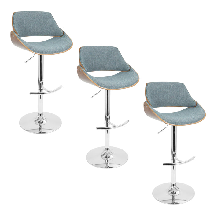 Fabrizzi - Mid Century Modern Adjustable Barstool With Swivel With Rounded T Footrest (Set of 3)