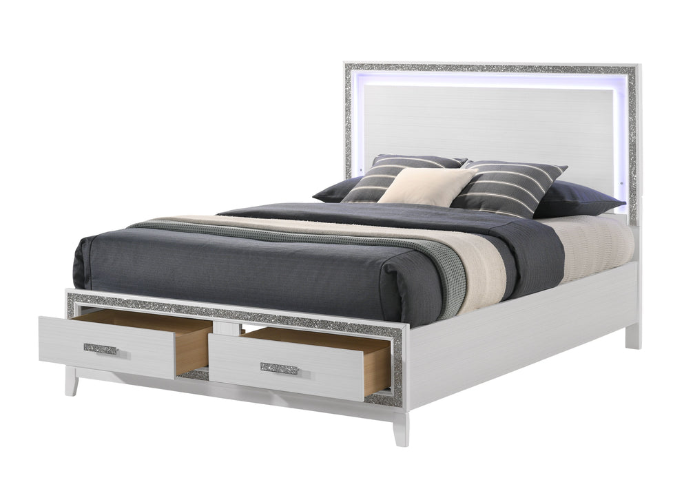 Haiden - Queen Bed With Storage LED - White