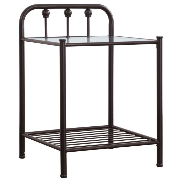 Livingston Collection - Livingston 1-shelf Nightstand With Glass Top Dark Bronze