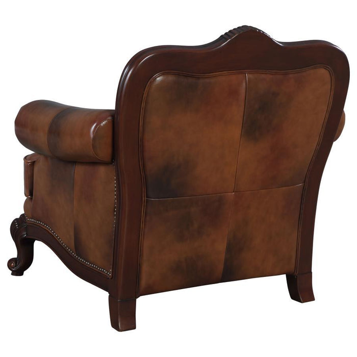 Victoria Collection - Tri-tone - Victoria Rolled Arm Chair Tri-tone And Warm Brown