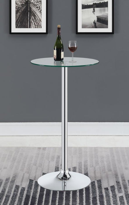 Rec Room/ Bar Tables: Chrome/glass - Glass Top Round Bar Table Chrome