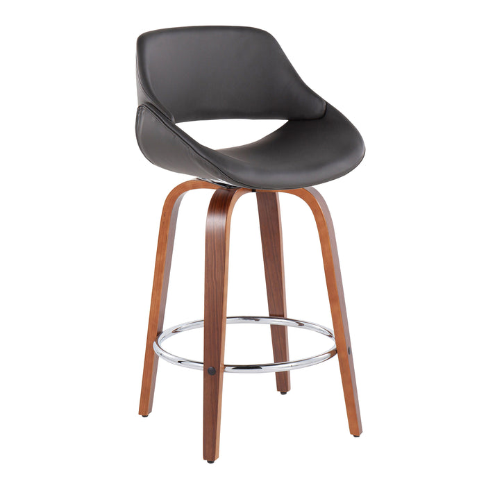 Fabrico - Mid Century Modern, Fixed Height Counter Stool With Round Footrest (Set of 2)