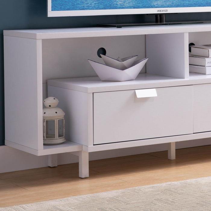 Modern TV Stand With Three Shelves And Two Drawers