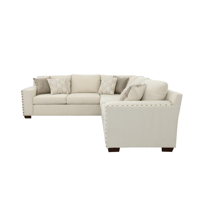 Aria L-shaped Sectional With Nailhead Oatmeal