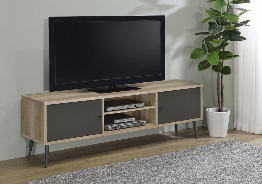 Allie - 2 Door Engineered Wood TV Stand - Distressed Pine