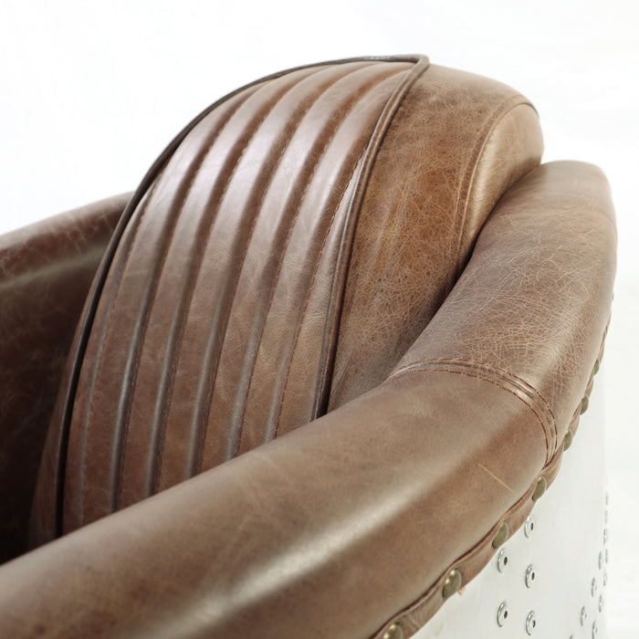 Brancaster - Grain Leather Chair - Brown