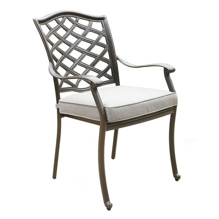 Outdoor Patio Aluminum Dining Arm Chair With Cushion (Set of 2) - Cast Slate