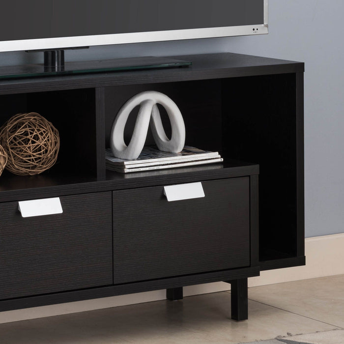 Entertainment Stand, TV Console Table With 2 Drawers And Open Shelving