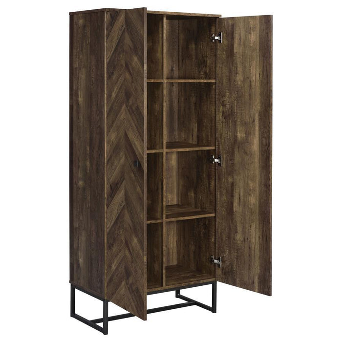 Carolyn - 2-Door Accent Cabinet - Rustic Oak And Gunmetal - Wood